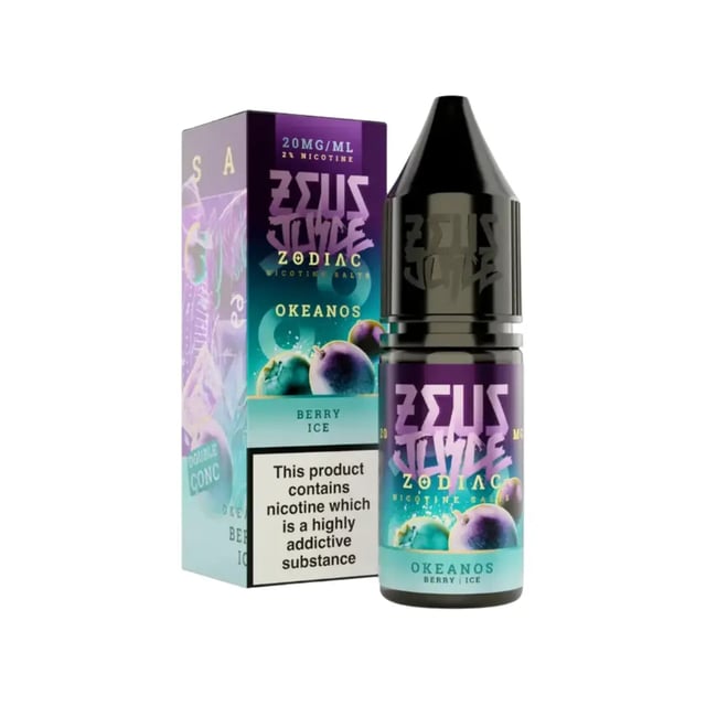 Zeus Juice Zodiac Okeanos berry ice nic salt 10ml bottle, available in 5mg, 10mg and 20mg strengths
