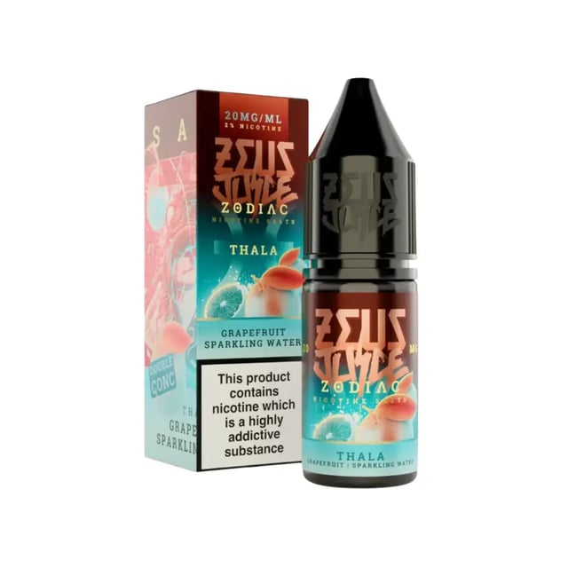 Zeus Juice Zodiac Thala 10ml nic salt bottle, grapefruit sparkling water flavour, 10mg and 20mg strengths